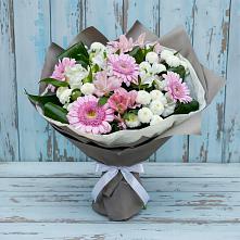 Букет цветов из:  Герберы, Альстромерии и Хризантемы #REPLACE_PRED# Рамешках