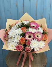 Букет цветов из:  Розы, Герберы и Хризантемы в Рамешках