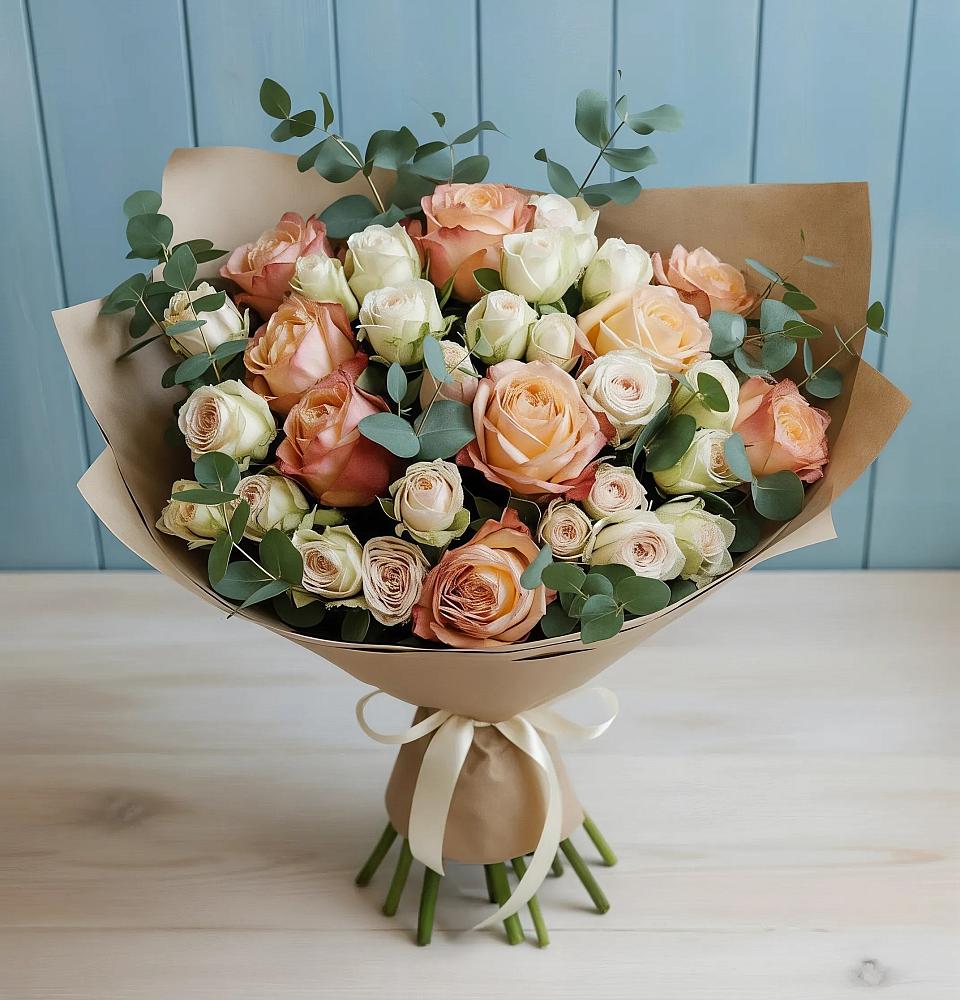 Букет цветов из: Альстромерии и Розы в Рамешках