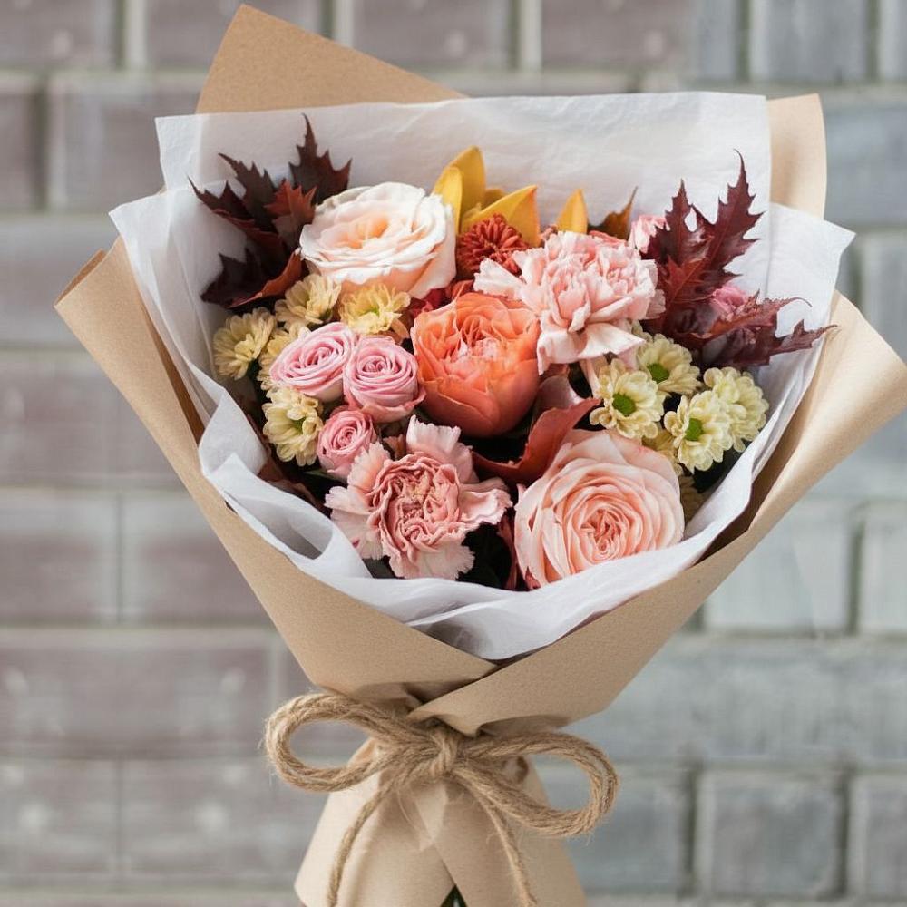 Букет цветов из: Гвоздики, Хризантемы и Розы в Рамешках