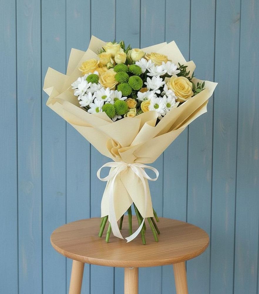 Букет цветов из: Хризантемы и Розы в Рамешках