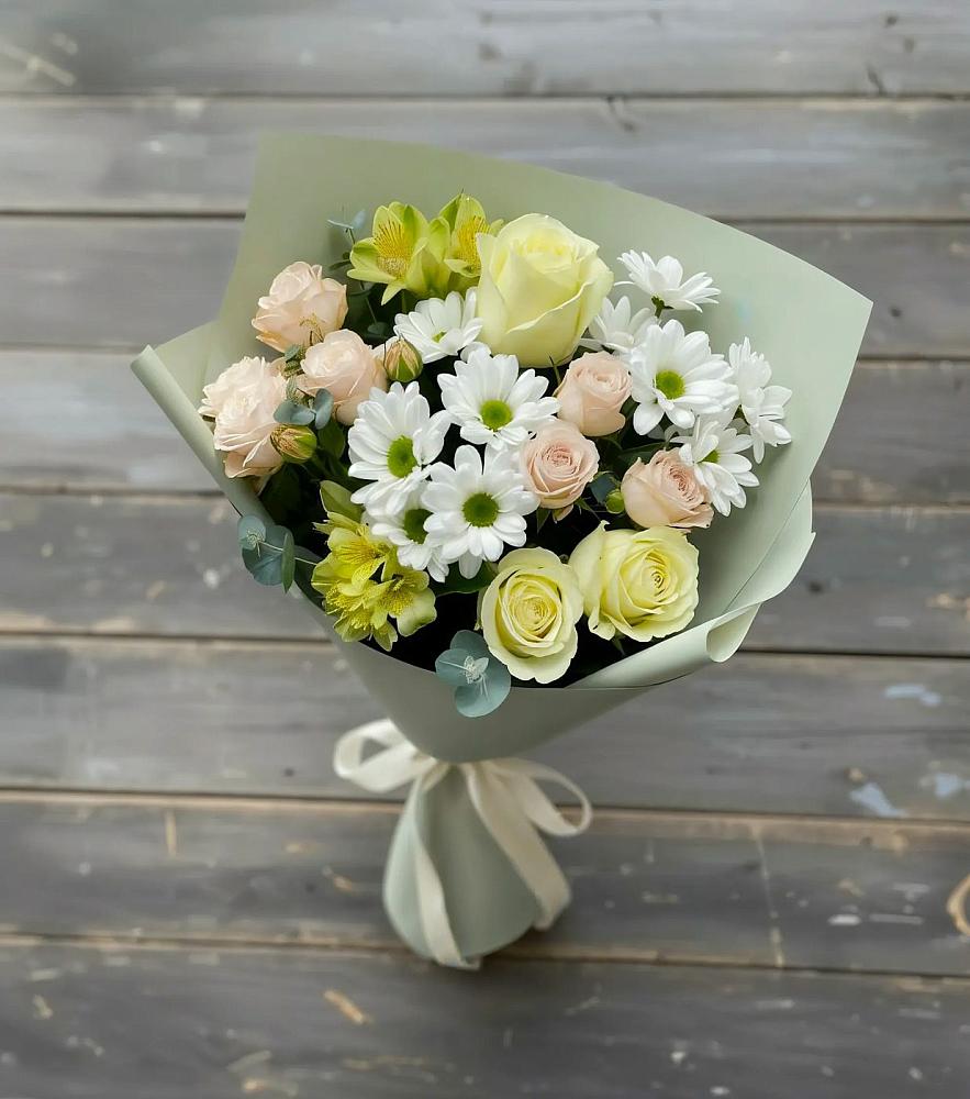 Букет цветов из: Альстромерии, Розы и Хризантемы в Рамешках