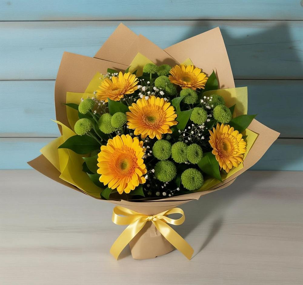 Букет цветов из: Герберы и Хризантемы в Рамешках