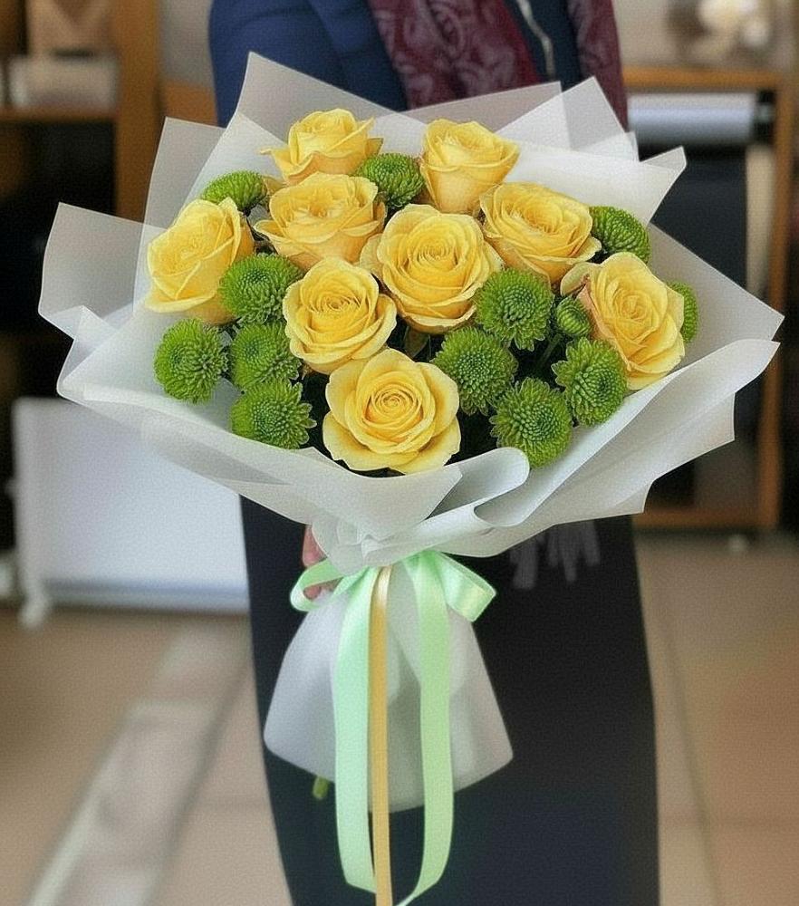 Букет цветов из: Хризантемы и Розы в Рамешках