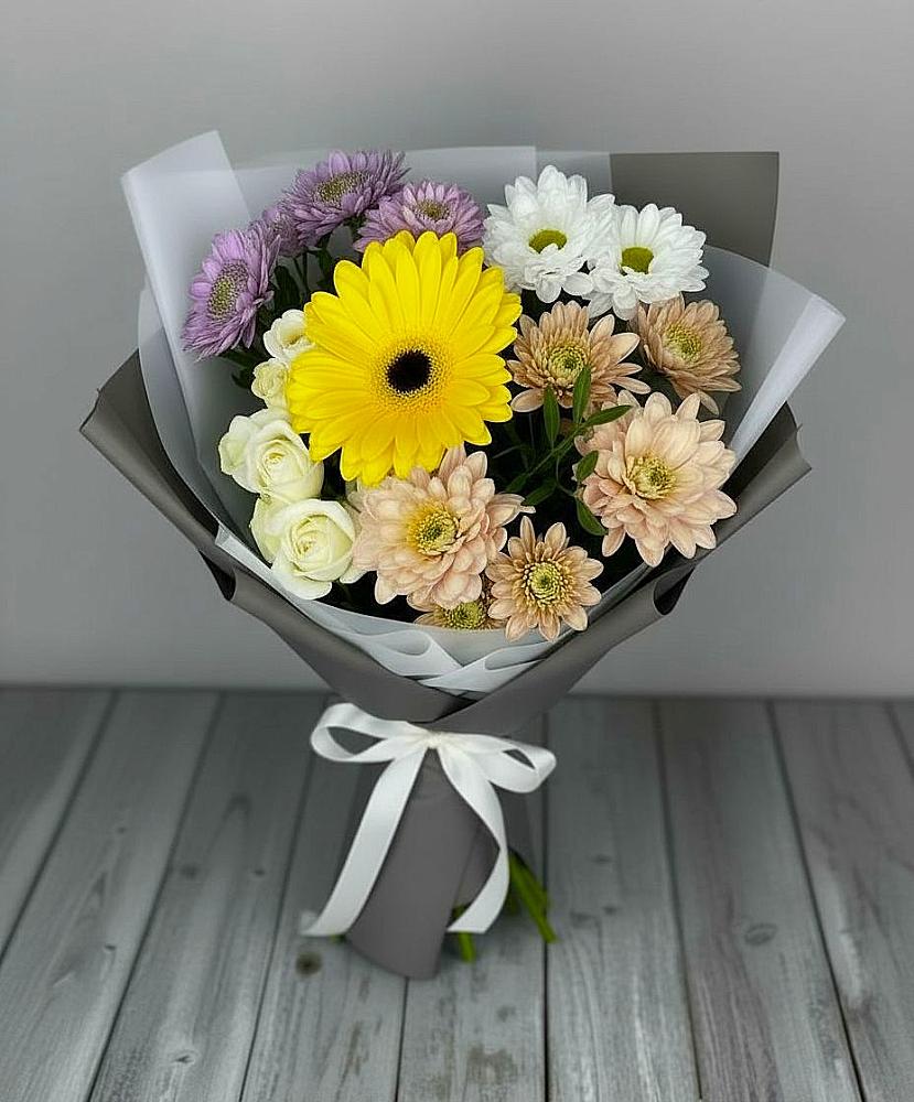 Букет цветов из: Розы, Герберы и Хризантемы в Рамешках