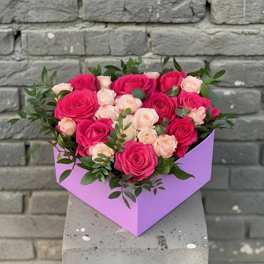 Цветочная композиция из Розы в коробке в Рамешках