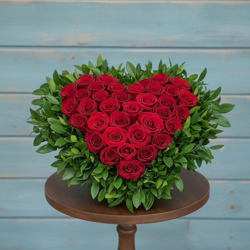 Цветочная композиция из Розы в виде сердца в Рамешках