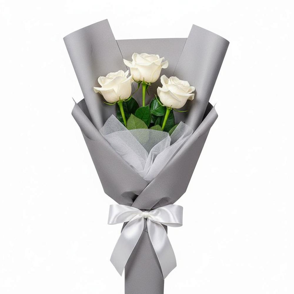Букет 3 белые розы в Рамешках